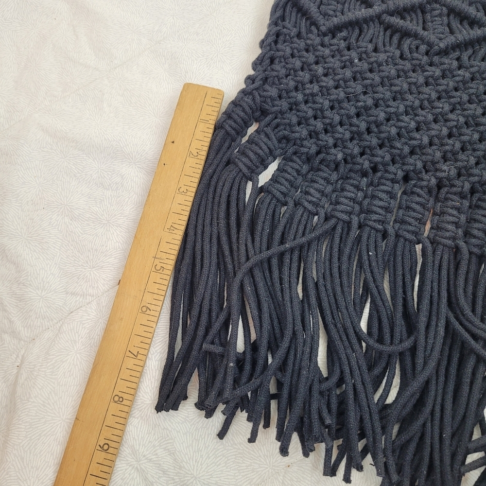 Danielle Nicole Black Macrame Crochet Boho Long F… - image 6